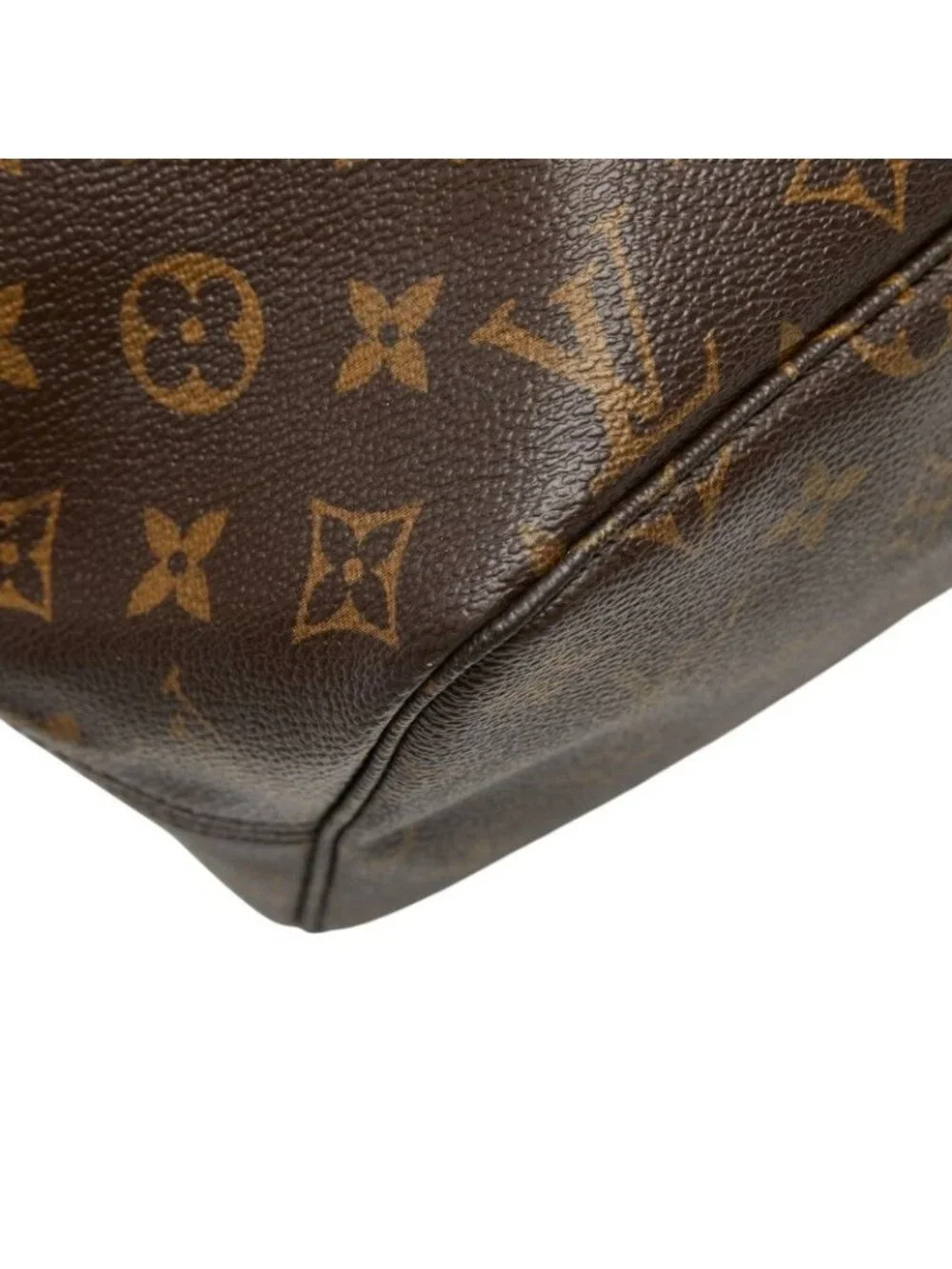 Louis Vuitton Monogram Neverfull MM Shoulder Bag Tote Brown Leather